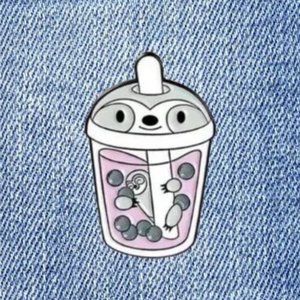 Sloth Enamel Pin - Boba Pin - Bubble Tea Pin - Kawaii - Anime Enamel Pin